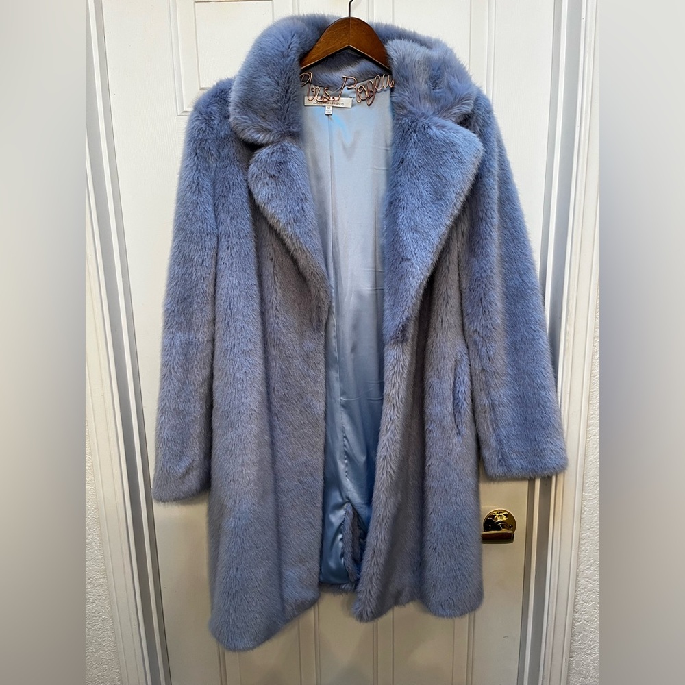 Lovers + Friends Soft Blue faux fur Jacket